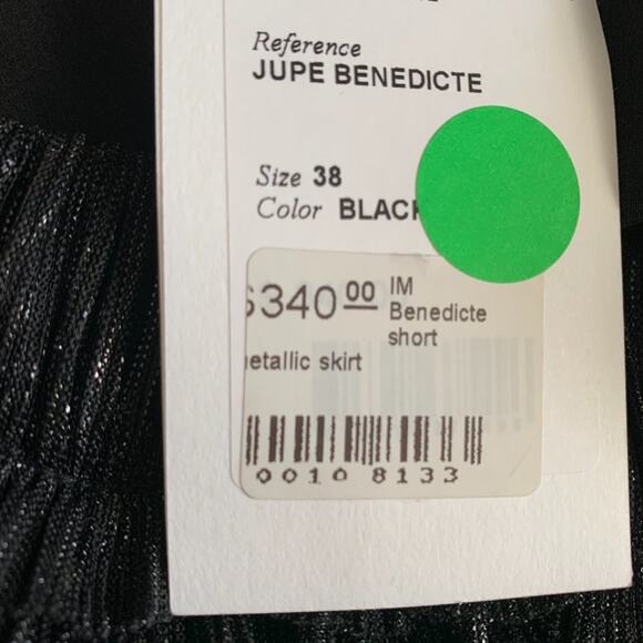 Isabel Marant Étoile Benedicte Metallic Pleated Mini Skirt NWT 38 Black - Picture 6 of 6